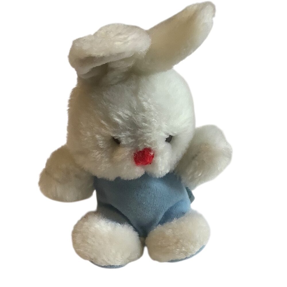 Vtg Cloud 9 Plush Bunny Rabbit Toy White Blue 6” Soft Stuffed Animal‎ Hand Held